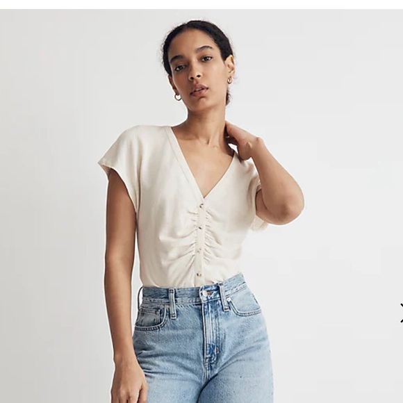 Size small women’s linen textured Madewell top. Gently worn. - Picture 1 of 5